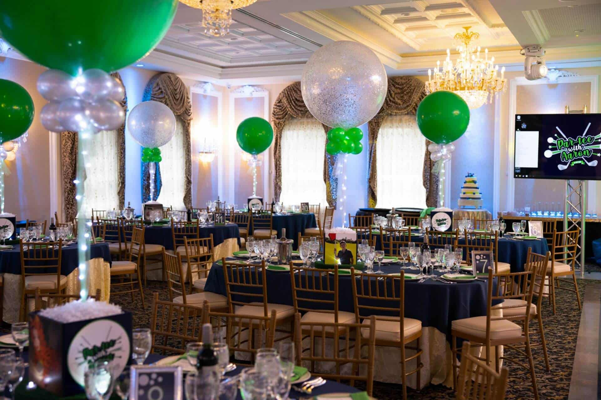 Golf Themed Photo Cube Centerpiece for Bar Mitzvah at Primavera Regency, NJ