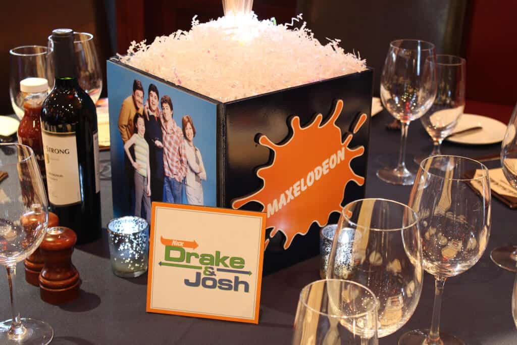 Nickelodeon Themed Photo Cube Centerpiece with Custom Logo and Photos