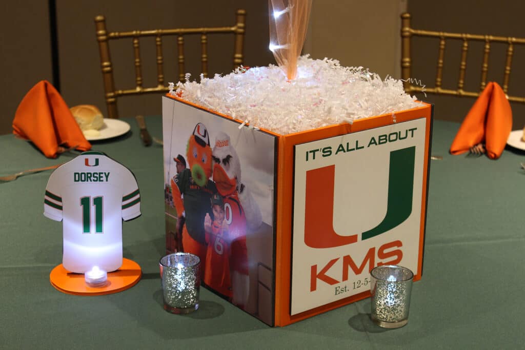 University of Miami Themed Photo Cube with Custom Logo and Photos