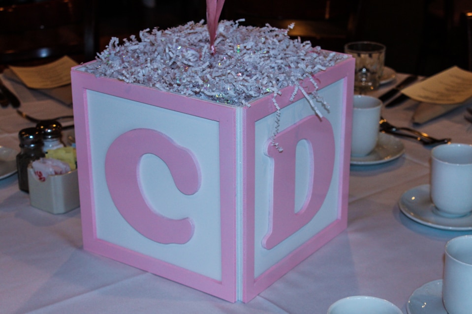 Baby Block Themed Cube Centerpiece