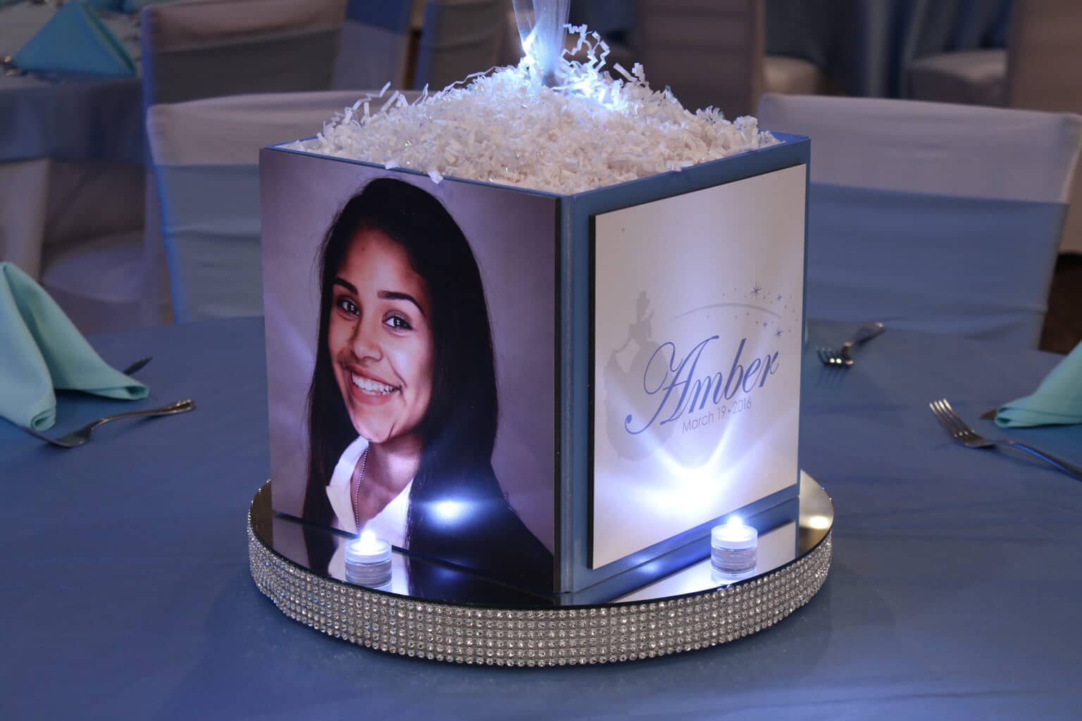 Cinderella Themed Sweet Sixteen Photo Cube with Photo and Logo
