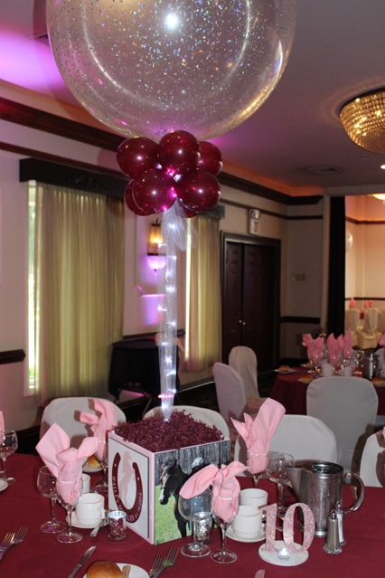 Photo Cube Centerpiece with Sparkle Balloons & Lights