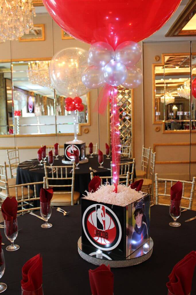 Bar Mitzvah Photo Cube Centerpiece with Logo and Photos