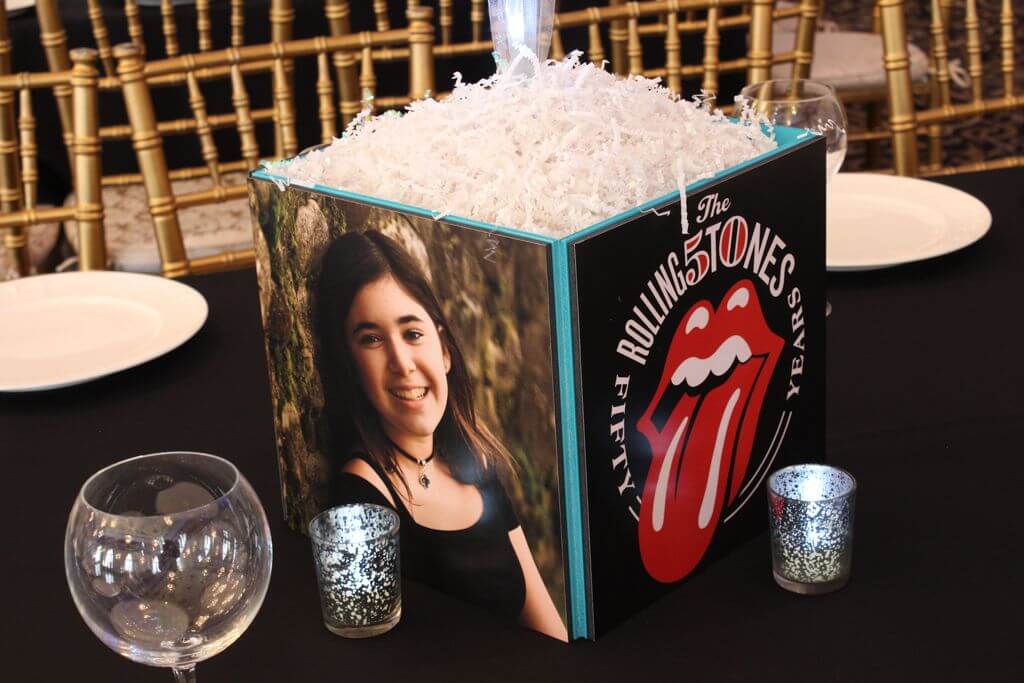 Music Themed Cube Centerpiece with Photos and Album Covers
