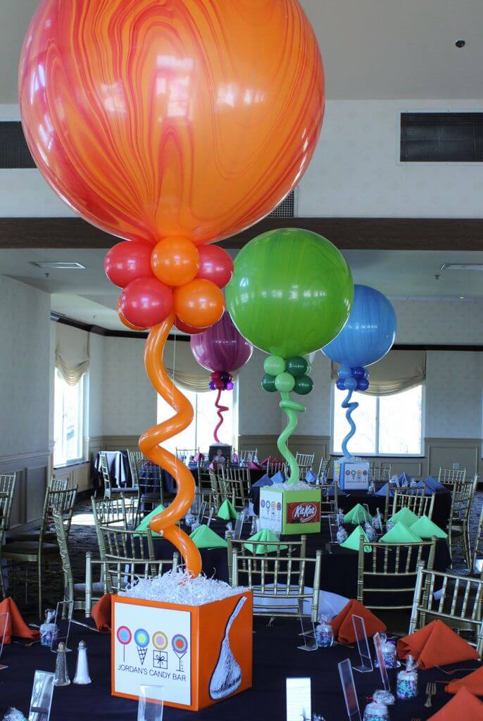 Candy Themed Photo Cube Centerpiece with Custom Logo and Candy Images