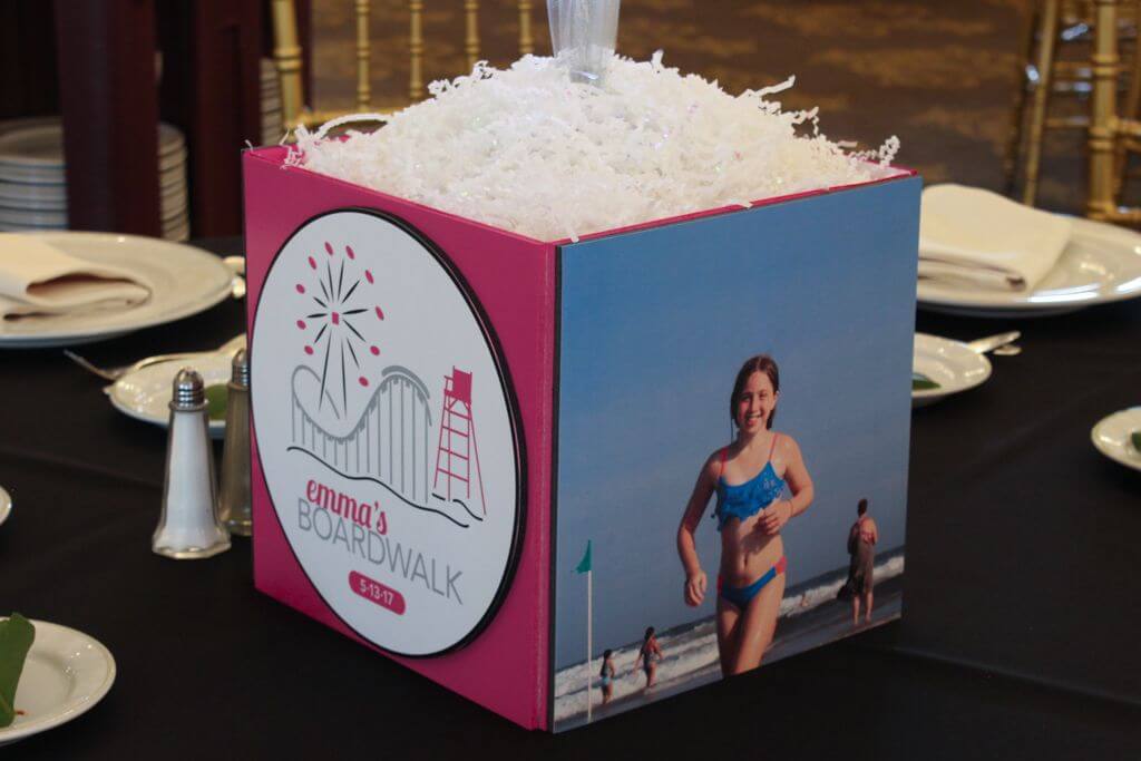 Beach Themed Photo Cube Centerpiece with Custom Logo and Photo