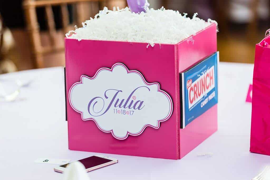 Candy Themed Photo Cube Centerpiece with Cutout Candy Images and Custom Logo