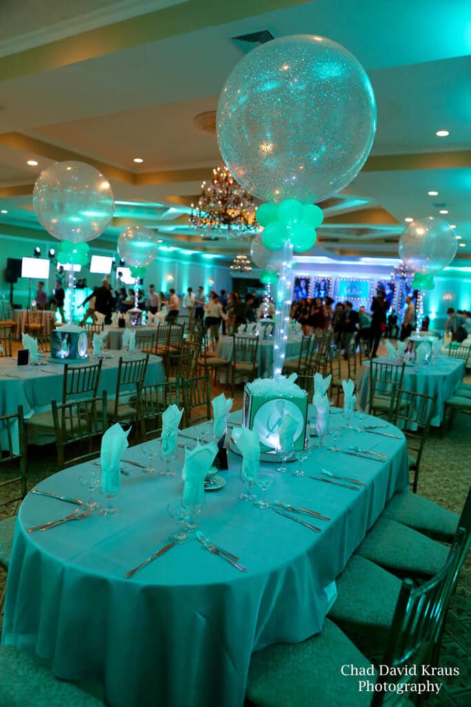 Photo Cube with Sparkle Balloon Centerpiece and Lights