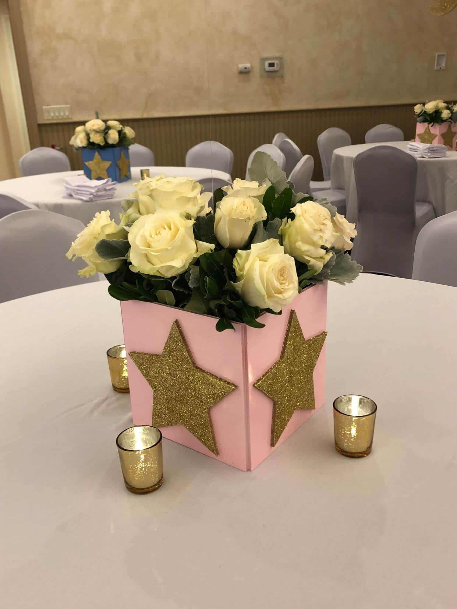 Glitter Star Cubes with Roses for Baby Shower