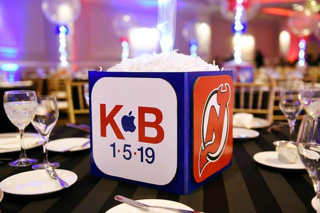 App Themed Cube Centerpiece with Custom Logo and App Images