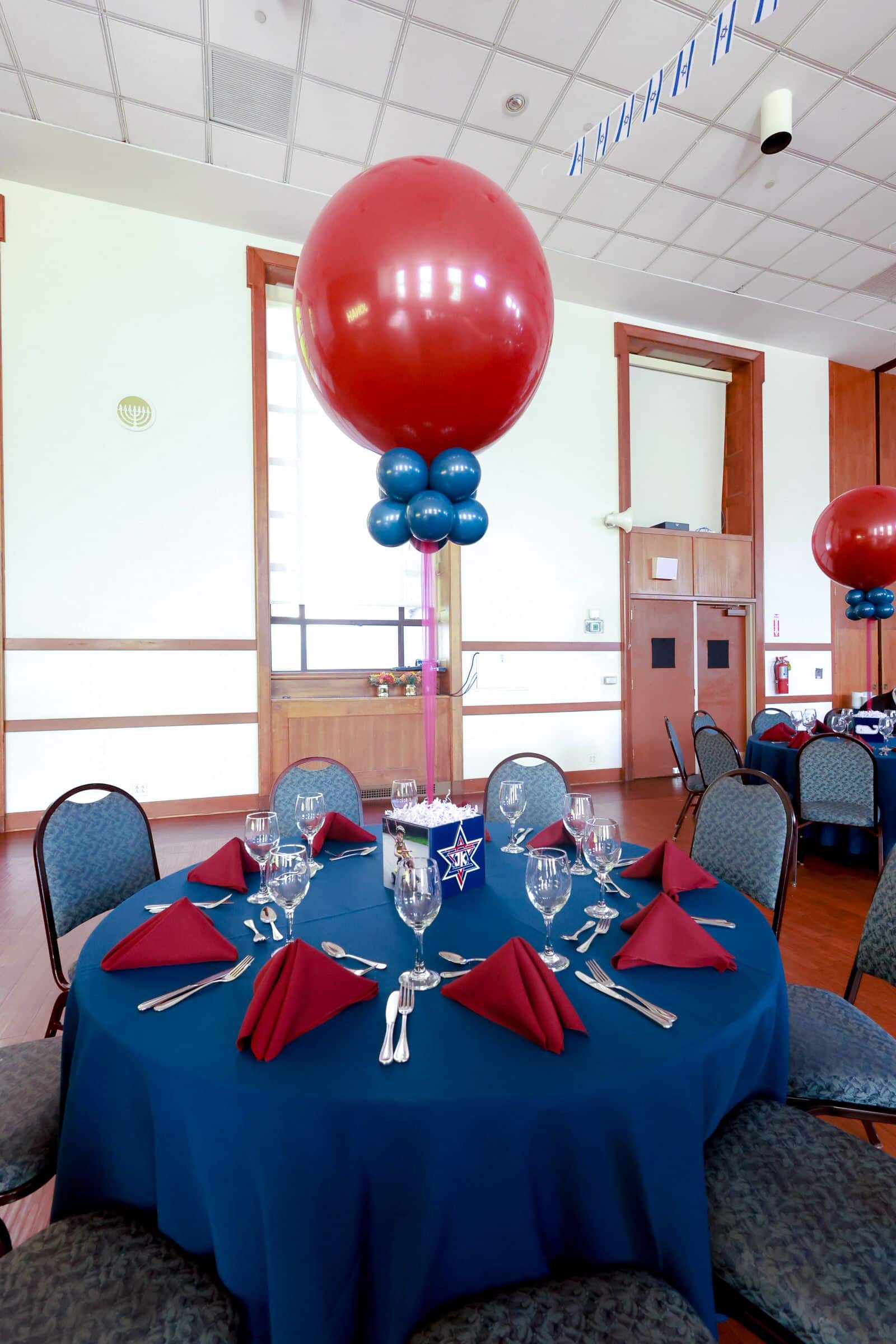 Custom Photo Cube Centerpiece with Red 3ft Balloon