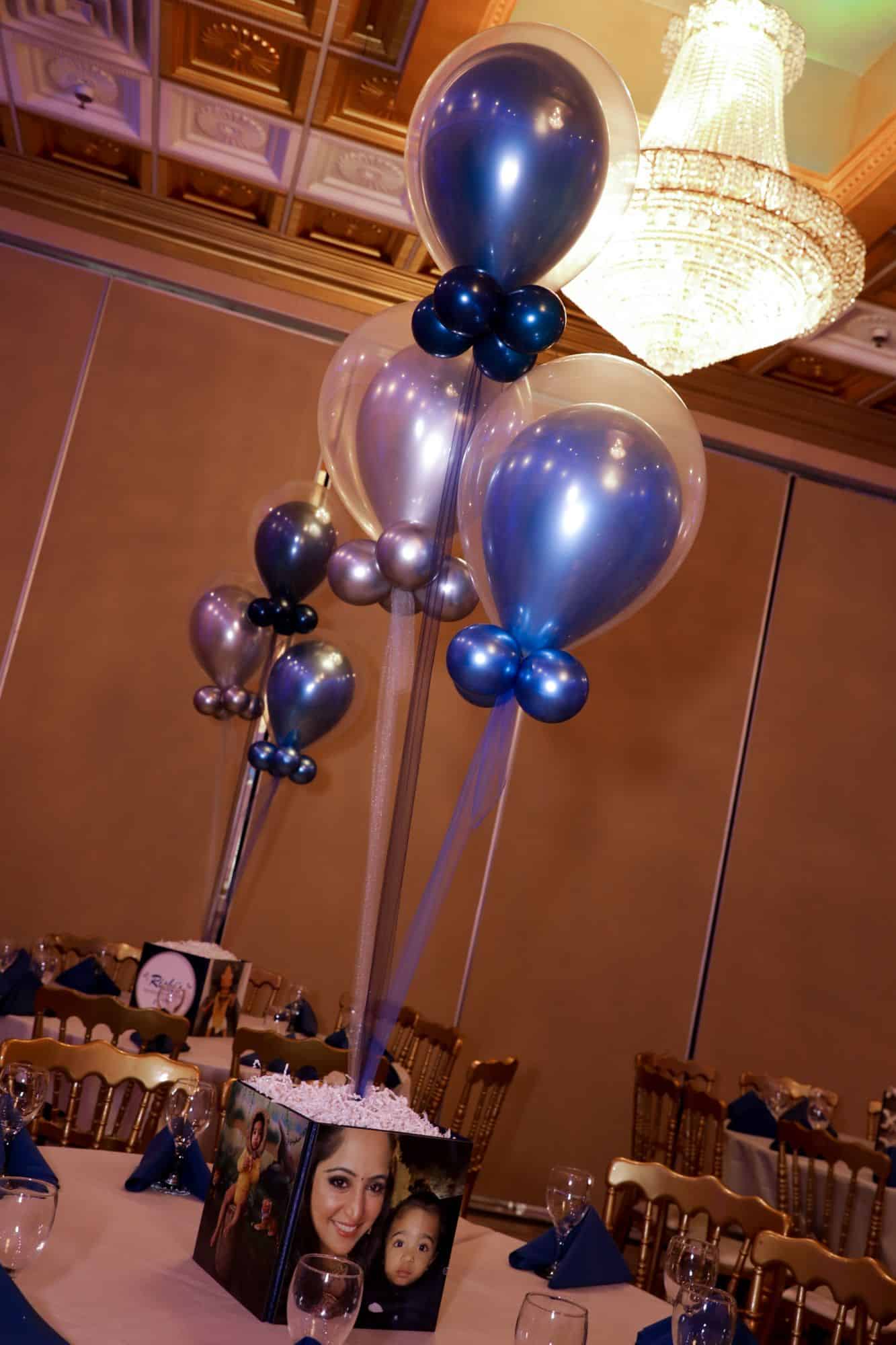 Mundan Ceremony Photo Cube Centerpiece with Balloons in Balloons