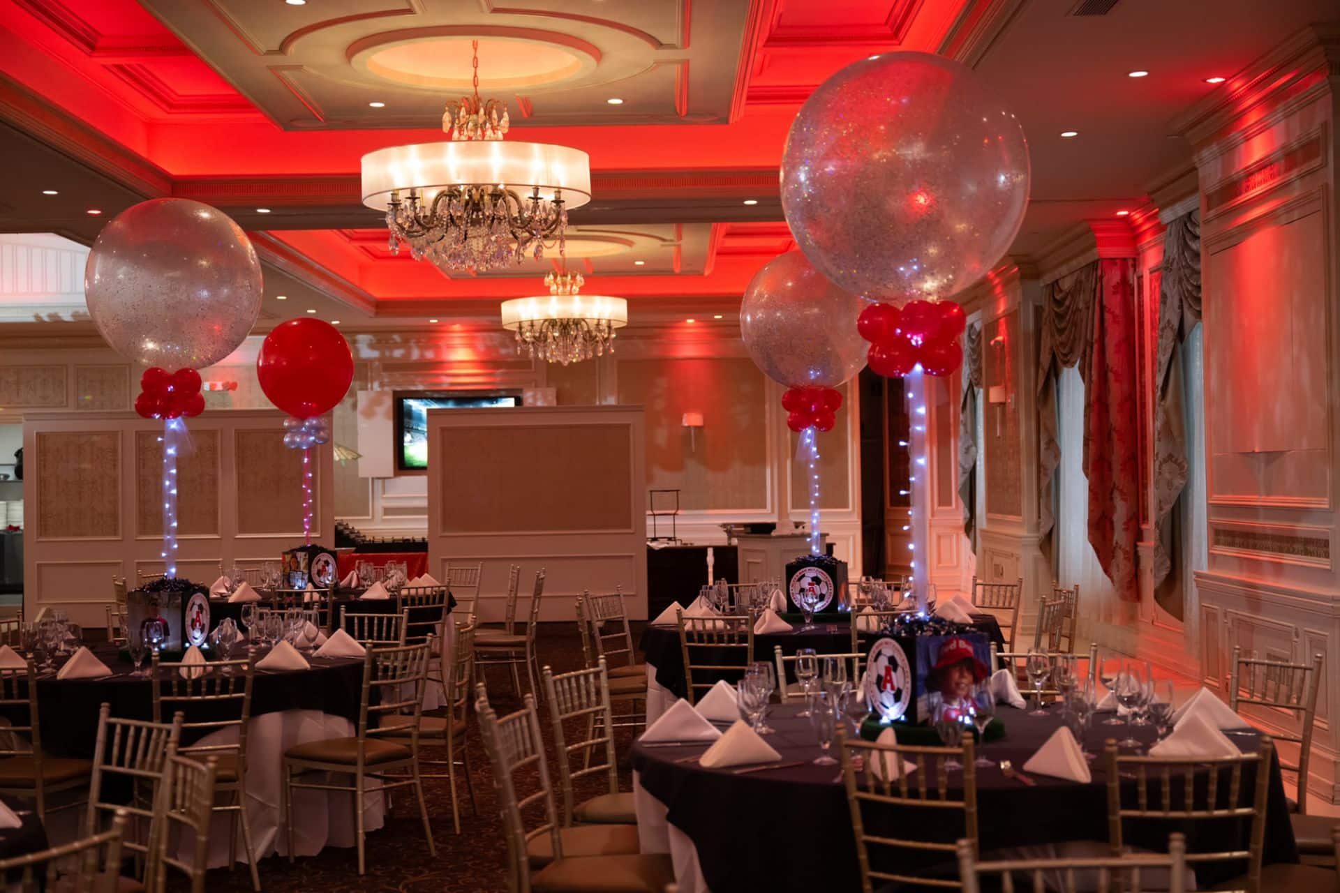 Photo Cube Centerpiece with Custom Logo and Sparkle Ballon