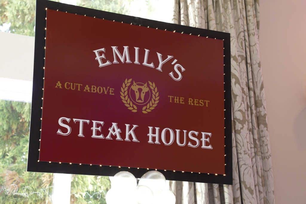 Custom Steak House Buffet Sign for Bat Mitzvah