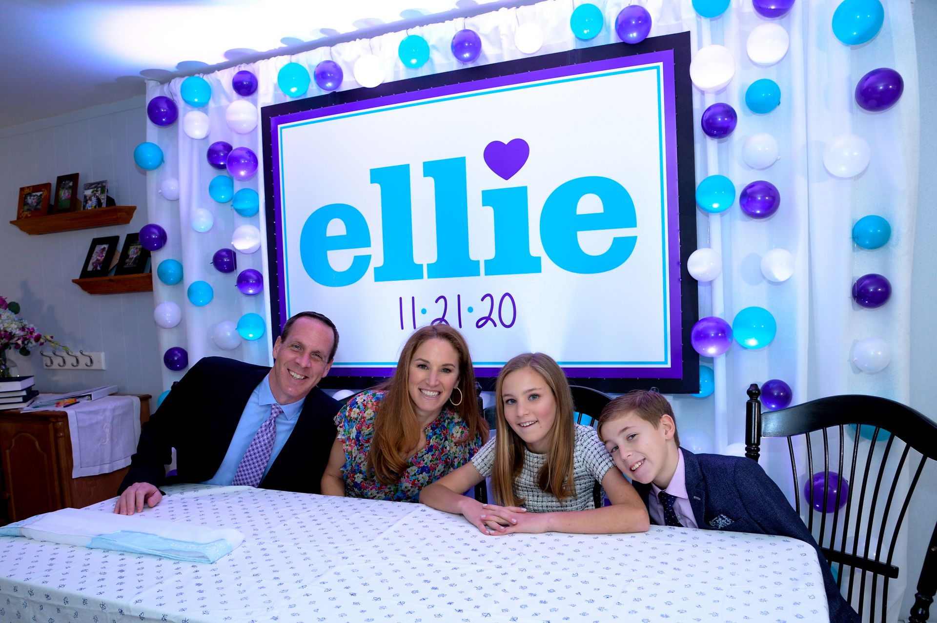 Custom Service Backdrop with Printed Name Sign & Balloon Bubble Wall