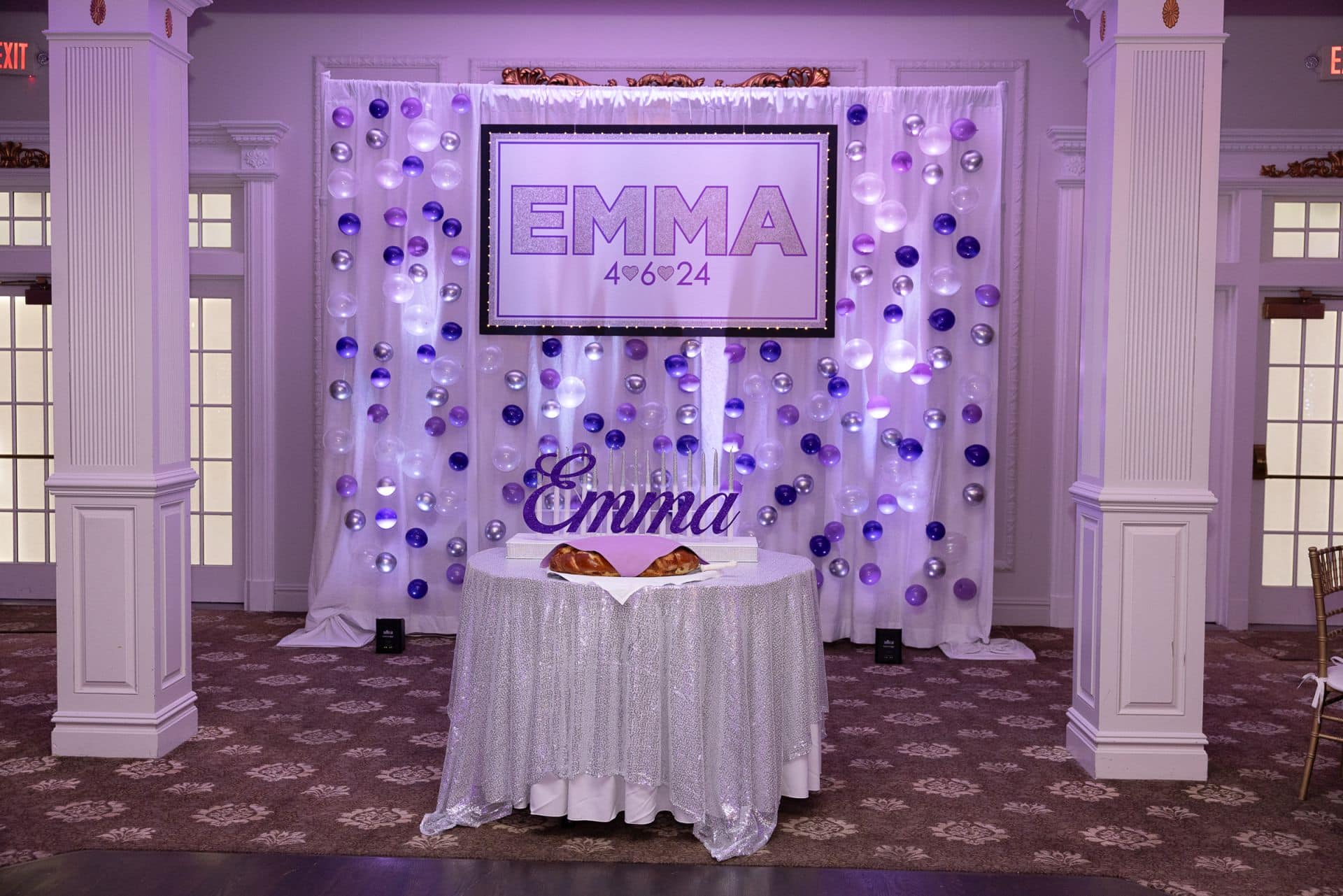 Bat Mitzvah Custom Printed Sign on LED Bubble Wall at Town and Country Caterers