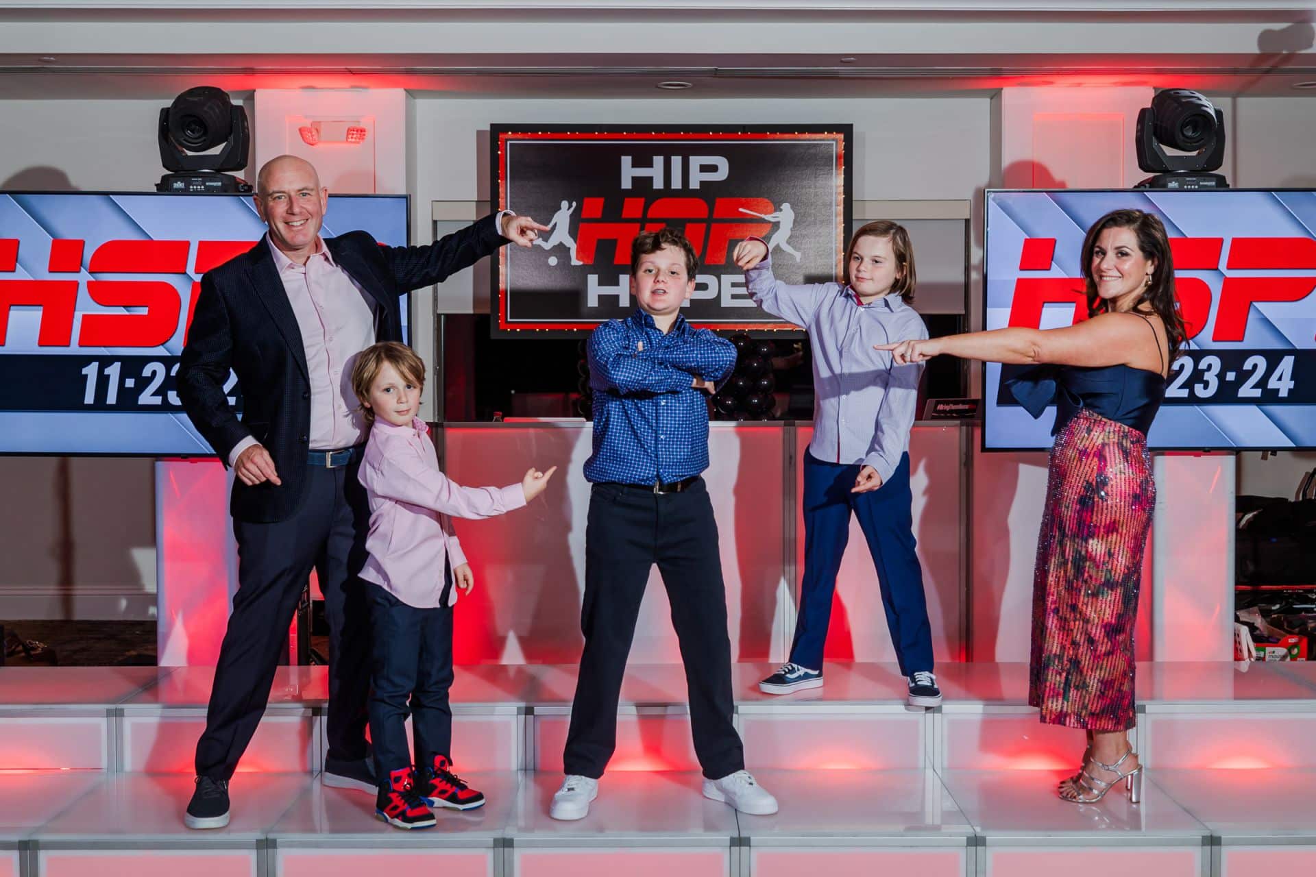 Sports Themed Sign Behind DJ at Shackamaxon Country Club