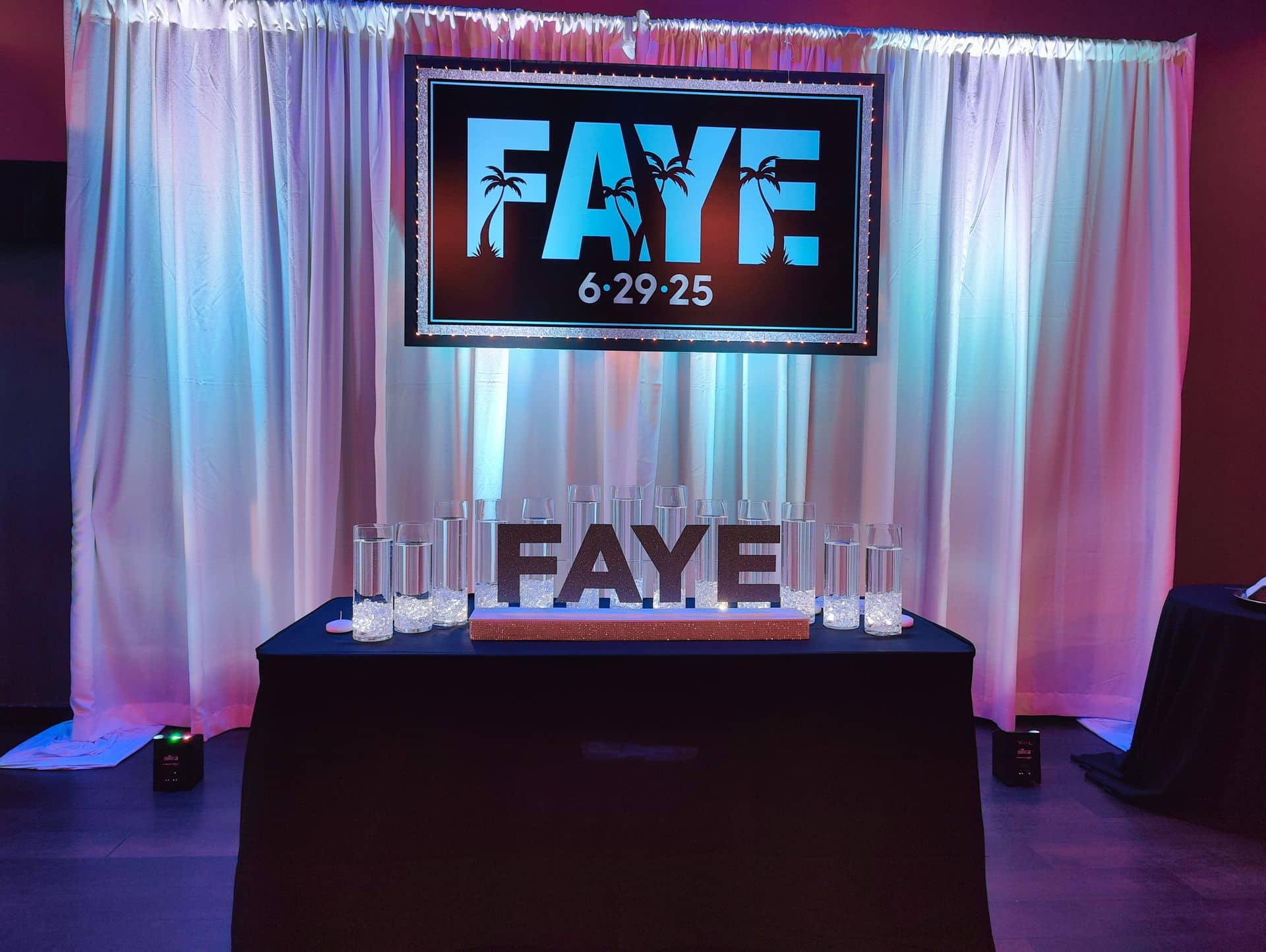 Custom Beach Theme Printed Signage on LED Drape