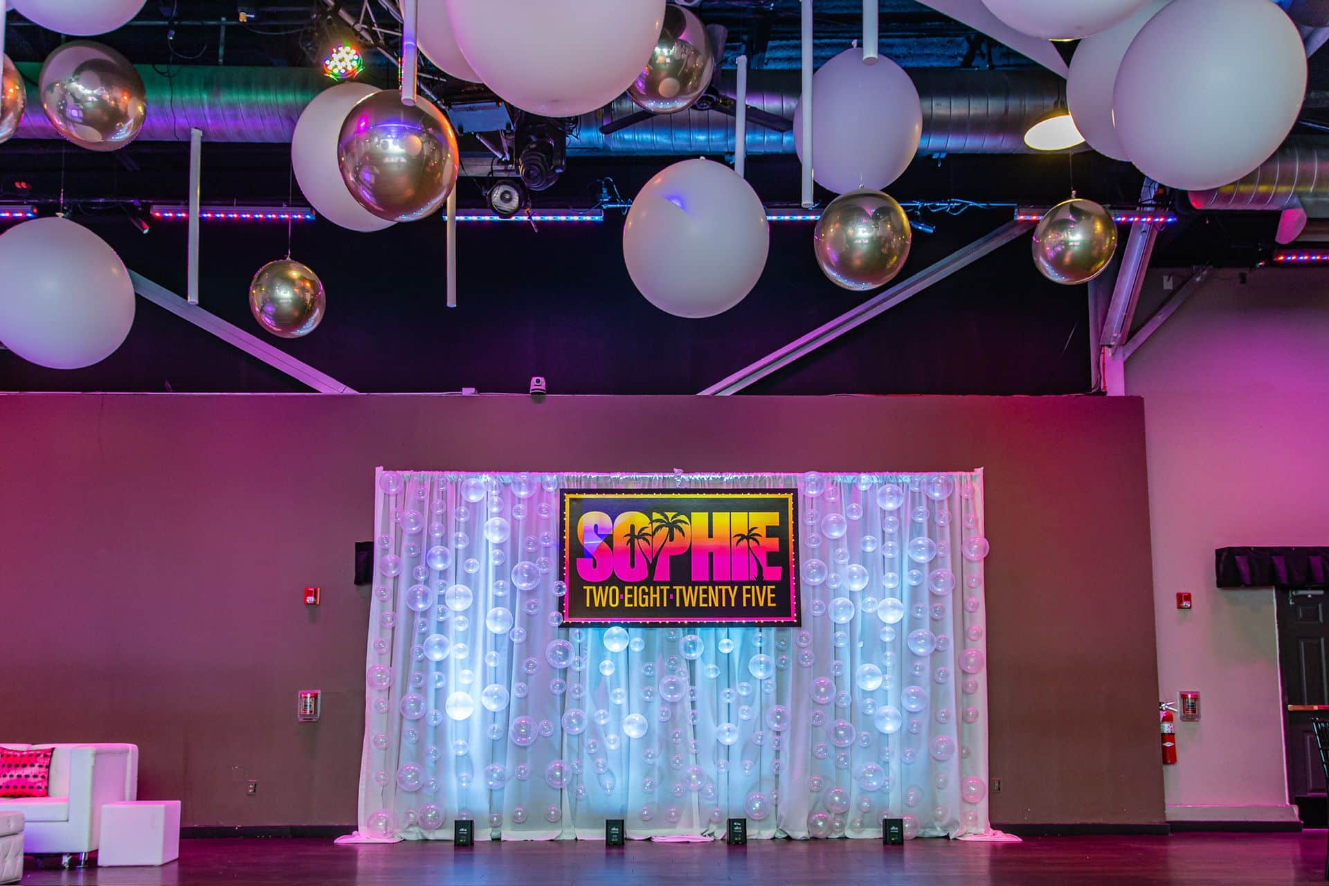 Printed Signage on LED Bubble Wall for Beach Themed Bat Mitzvah at Vibe
