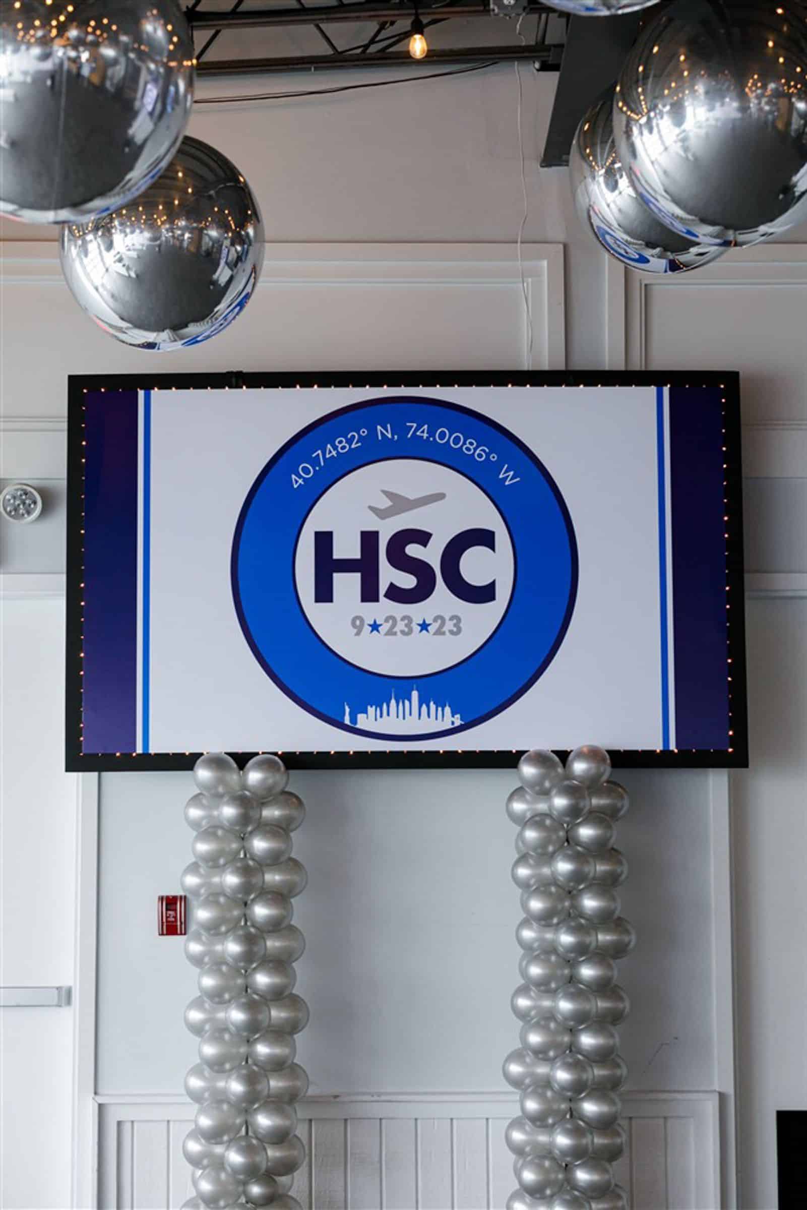 Custom Printed Sign with Bar Mitzvah Logo for Airplane Travel Themed Bar Mitzvah at Sunset Terrace