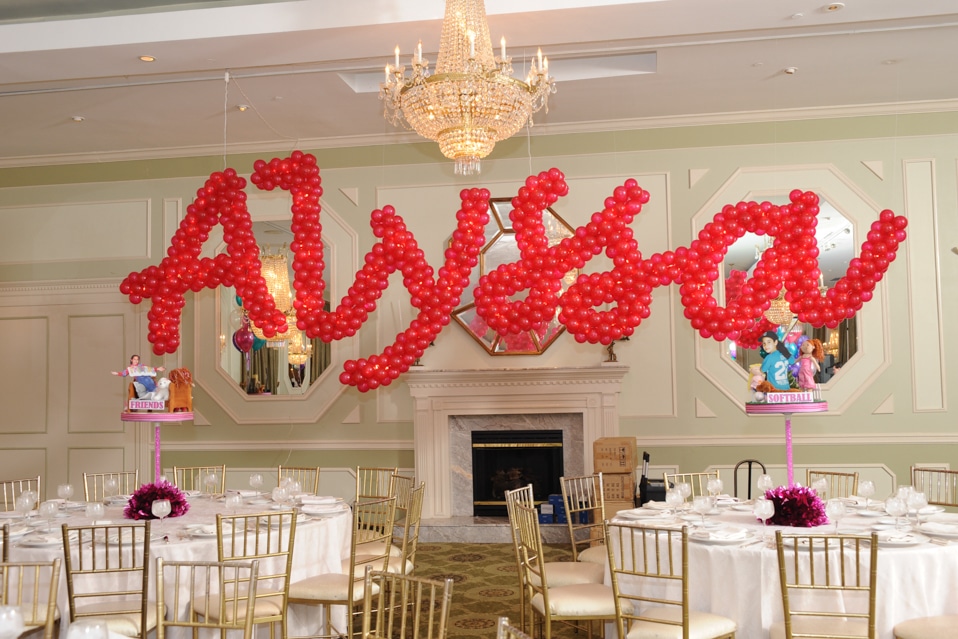 Bat Mitzvah Name in Balloons with Lights