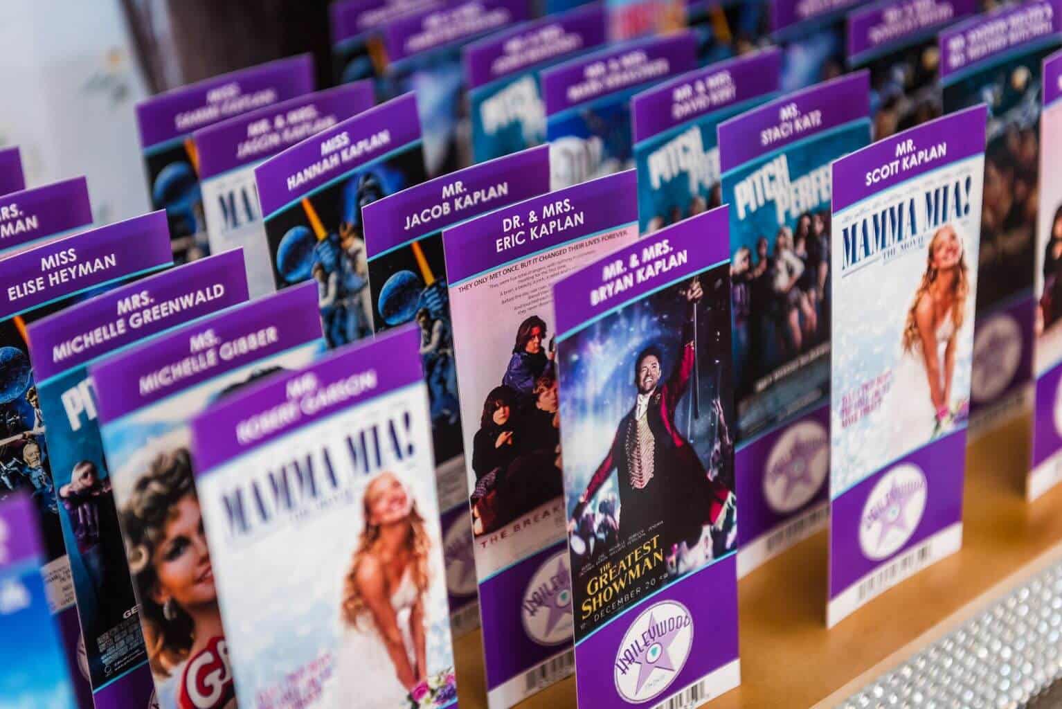 Movie Ticket Place Cards with Custom Logo