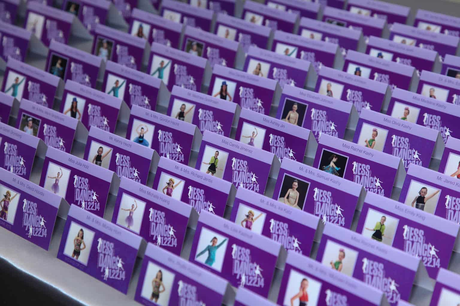 Dance Themed Place Cards with Photos and Custom Logo