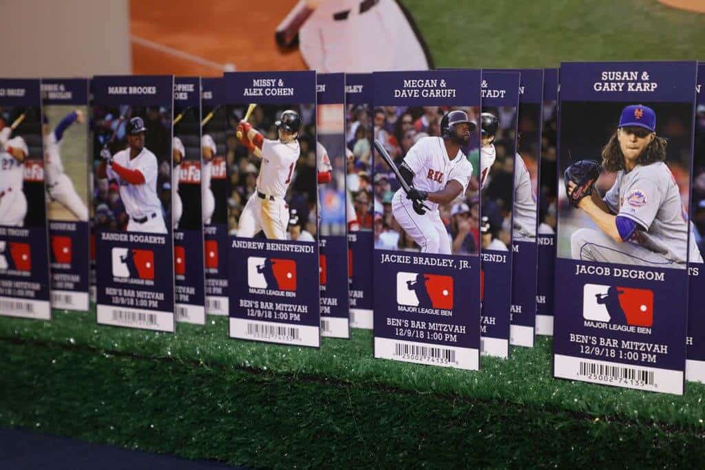 MLB Ticket Place Cards with Custom Logo and Player Photos