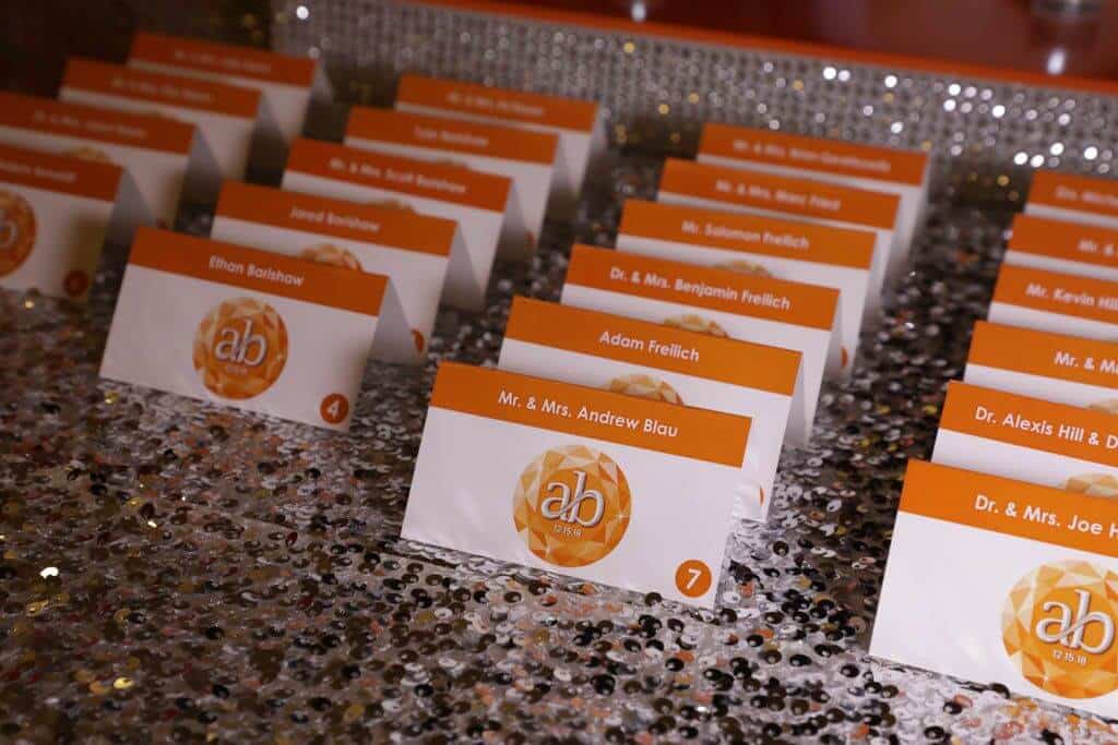 Bat Mitzvah Place Cards with Custom Logo