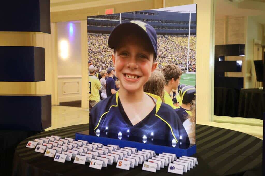 Bar Mitzvah Seating Card Display with Blowup Photo & Logo Cutout