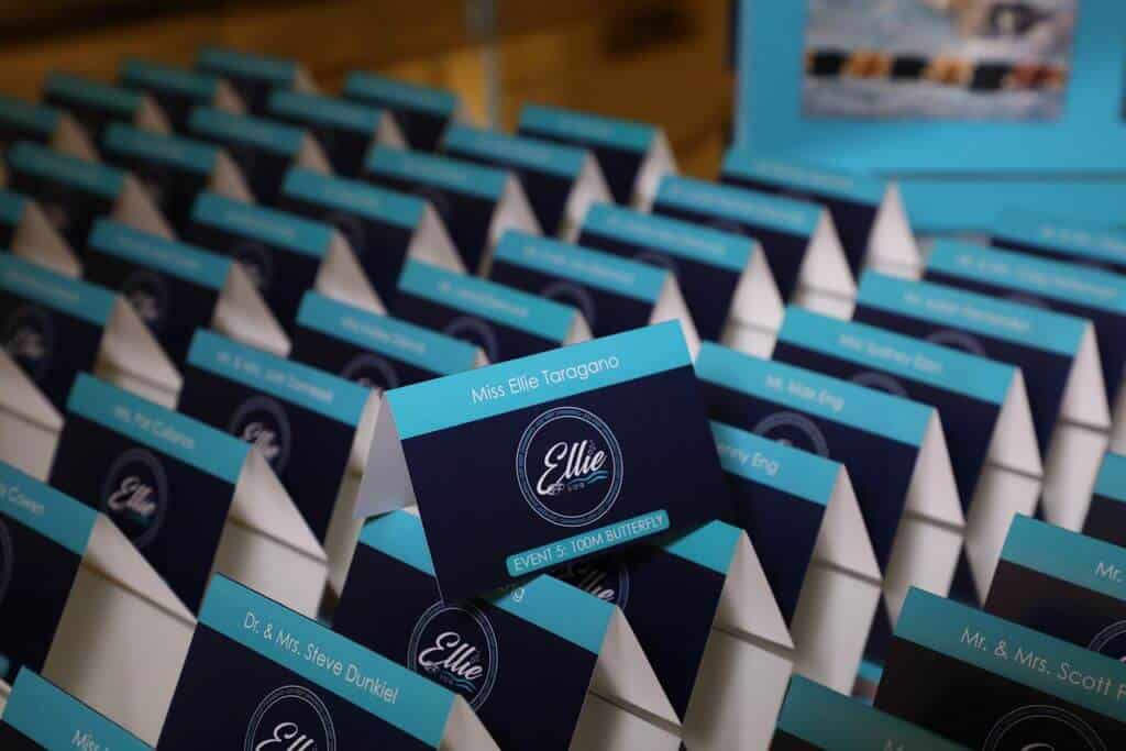 Swim Themed Place Cards with Custom Logo