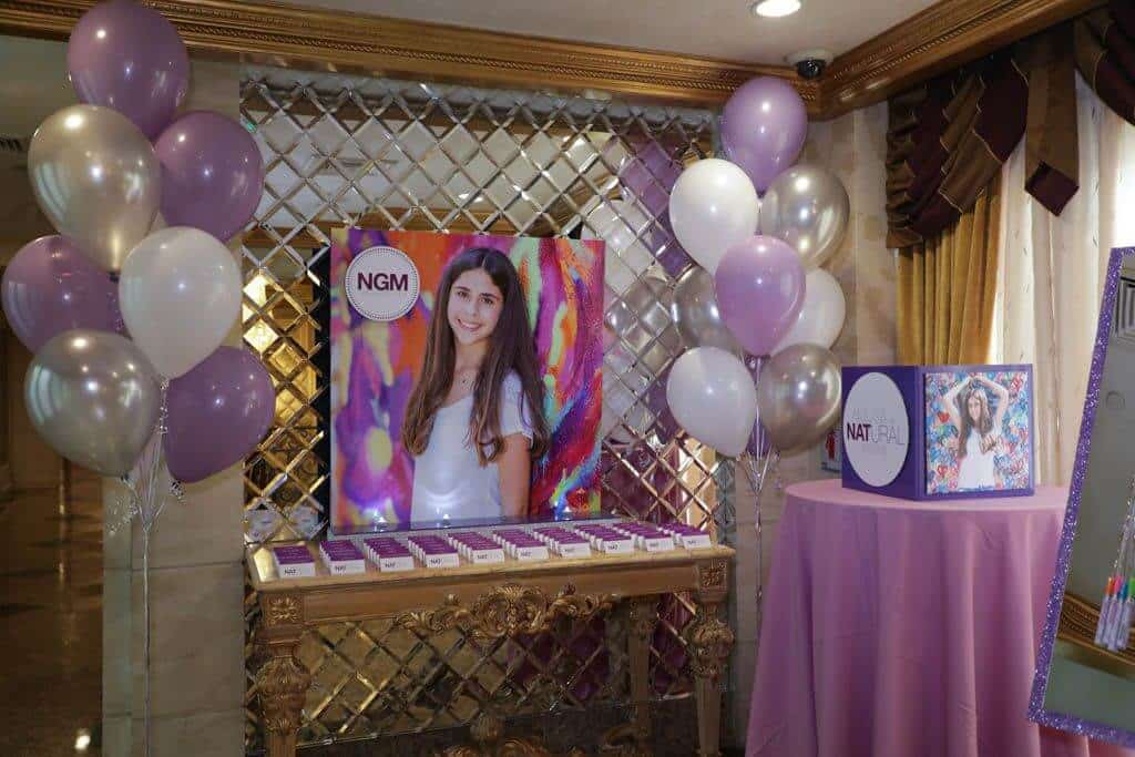 Bat Mitzvah Seating Card Display with Blowup Photo and Logo Cutout
