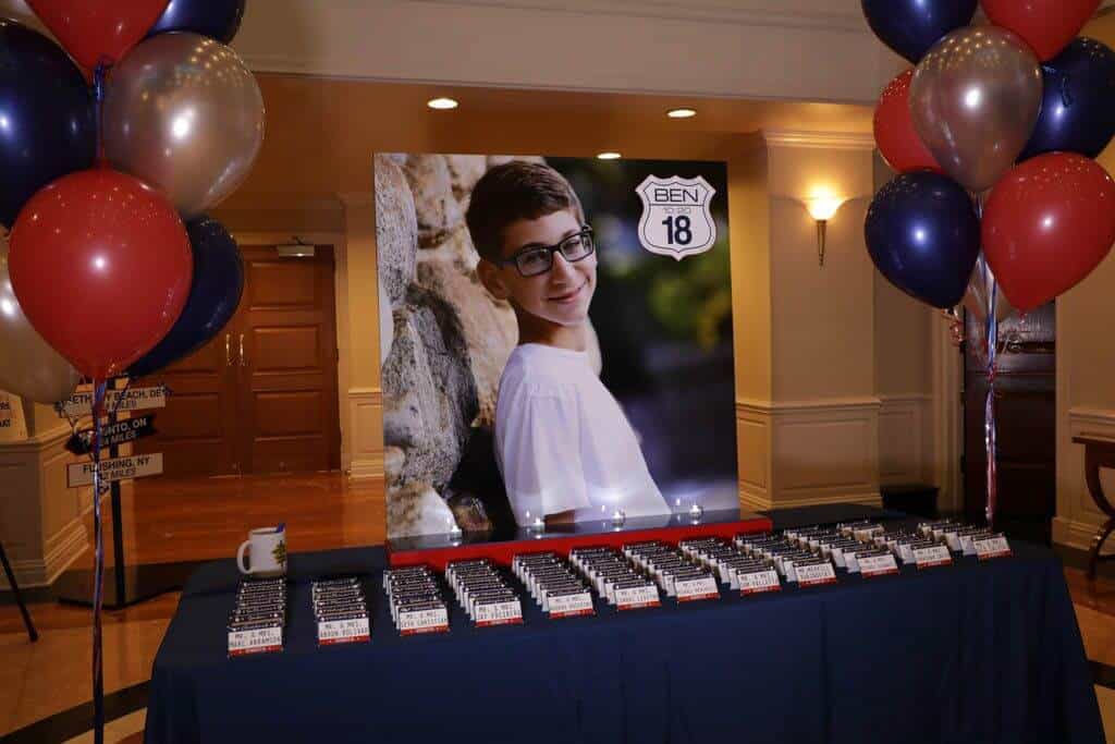 Bar Mitzvah Seating Card Display with Blowup Photo and Logo Cutout