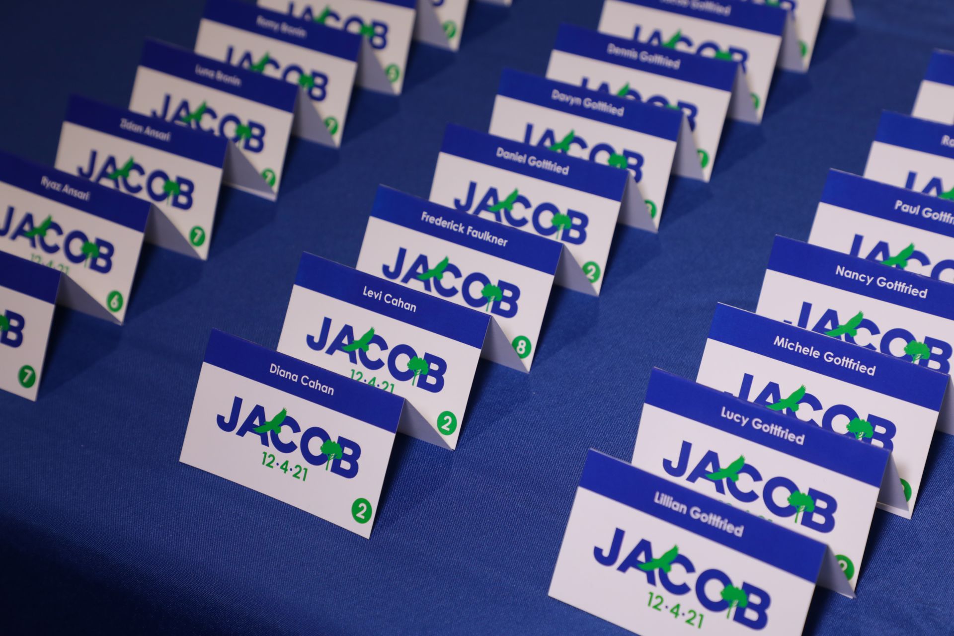 Custom Logo Fold Over Place Cards for Bar Mitzvah Decor