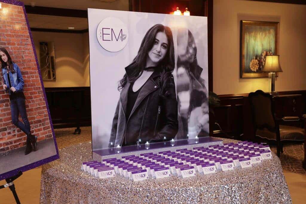 Bat Mitzvah Seating Card Display with Blowup Photo and Logo Cutout