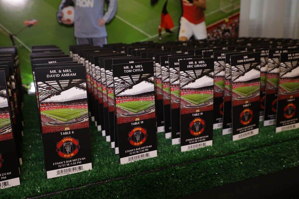 Soccer Ticket Place Cards with Stadium Image and Custom Logo