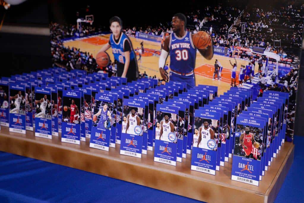 Basketball Ticket Place Cards with Team Logos and Player Photos