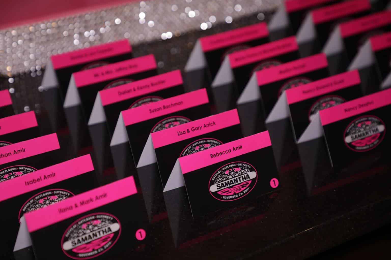 Survivor Themed Bat Mitzvah Place Cards with Custom Logo
