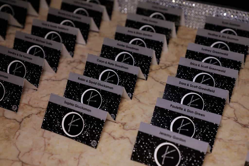 Bat Mitzvah Place Cards with Custom Logo