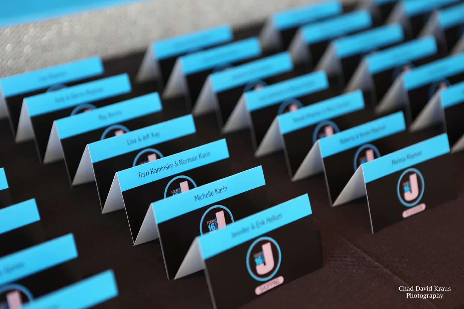 Bat Mitzvah Place Cards with Custom Logo