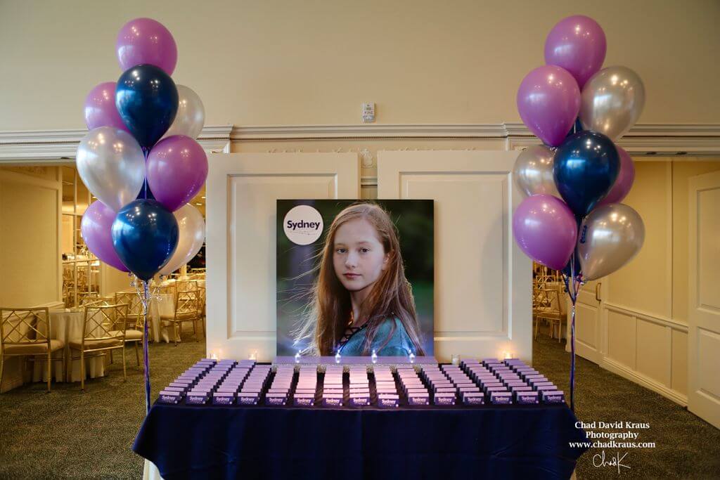 Blowup Photo Seating Card Display with Logo Cutout