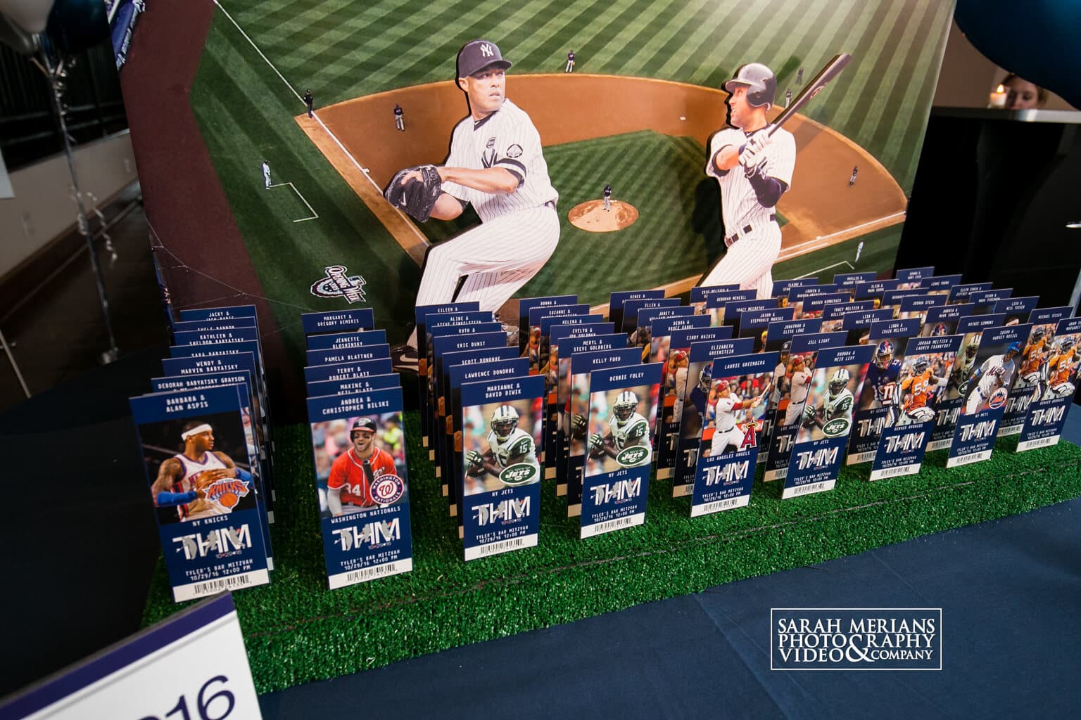 Sports Ticket Place Cards with Team Logos and Player Photos