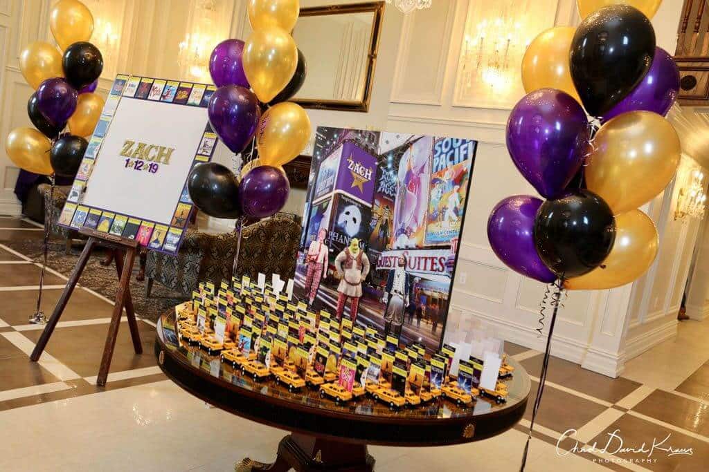Broadway Themed Seating Card Display with Blowup Photo of Times Square