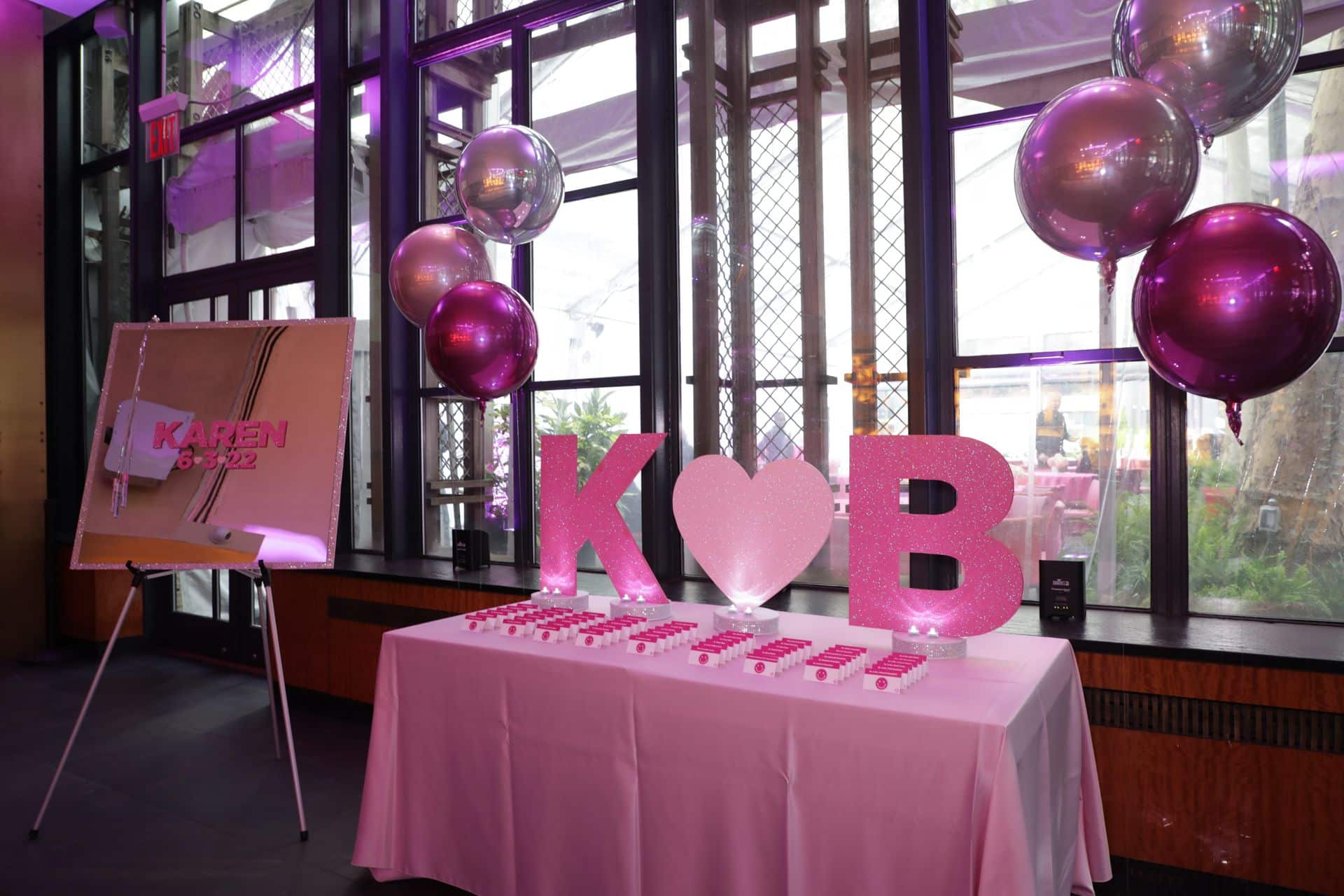 Glitter Initial and Heart Display with Metallic Orbz Accent