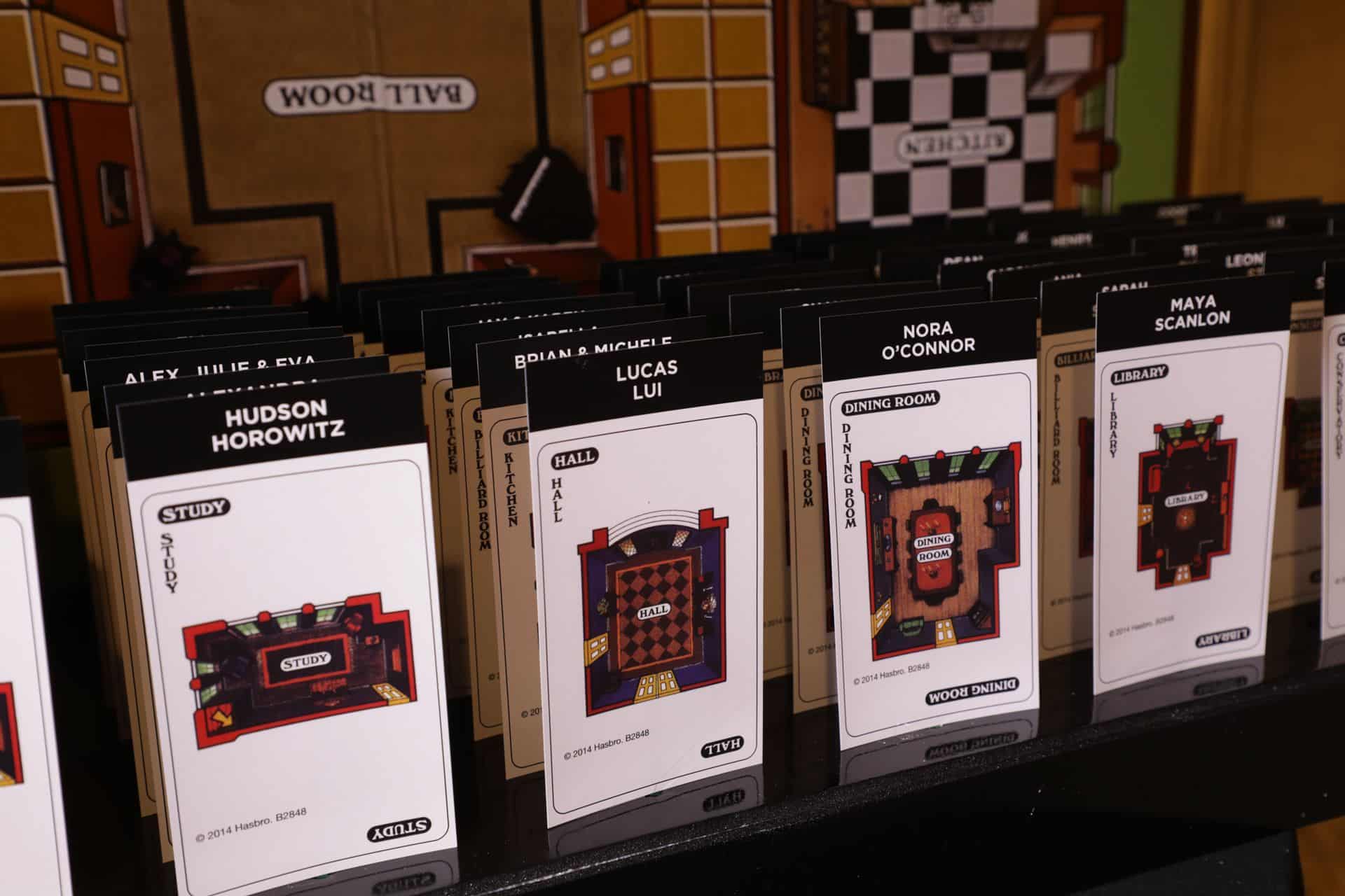 Clue Game Card Seating Cards for Game Themed Bar Mitzvah