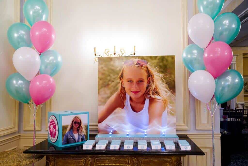 Bat Mitzvah Seating Card Display with Blowup Photo