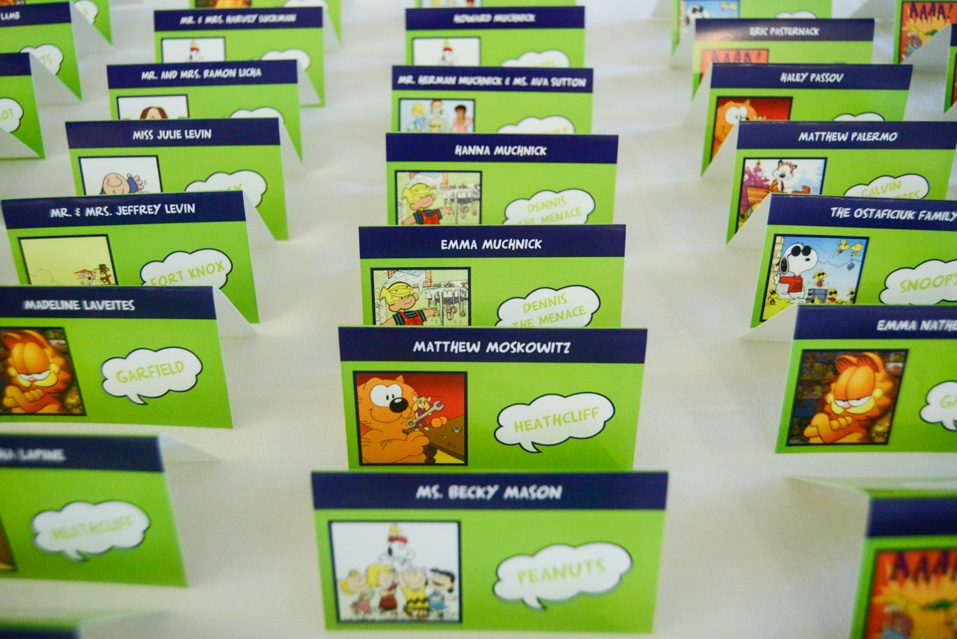 Cartoon Themed Fold Over Place Cards