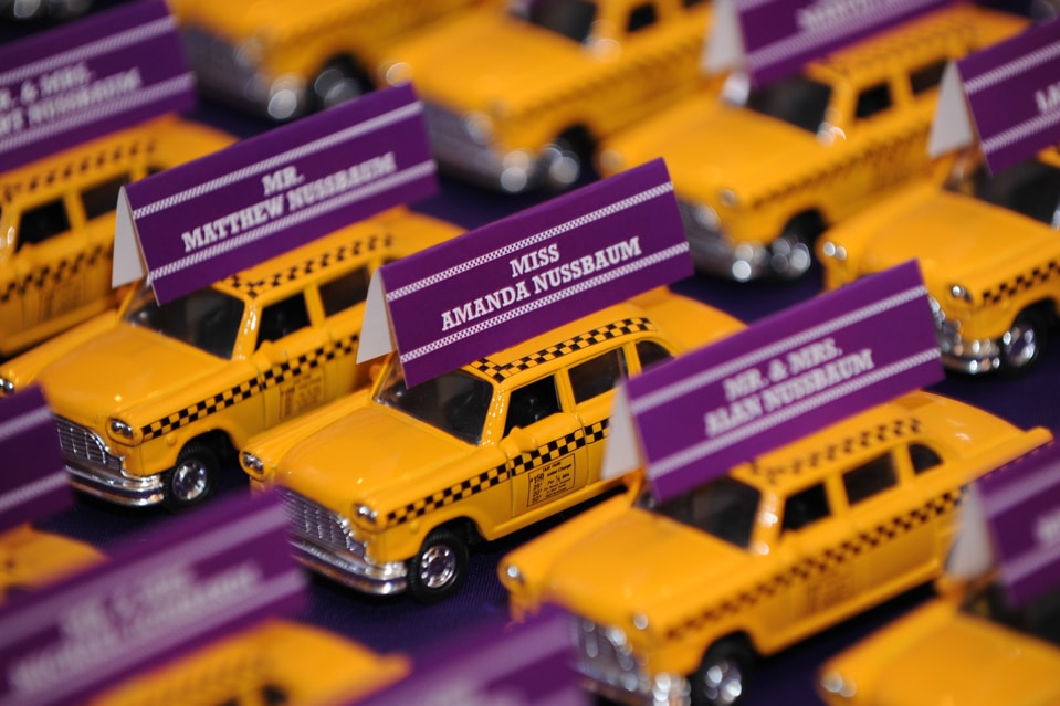 Taxi Cab Place Cards for NYC Themed Bat Mitzvah
