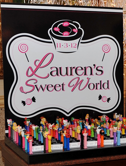 Candy Themed Seating Card Display with Blowup Logo