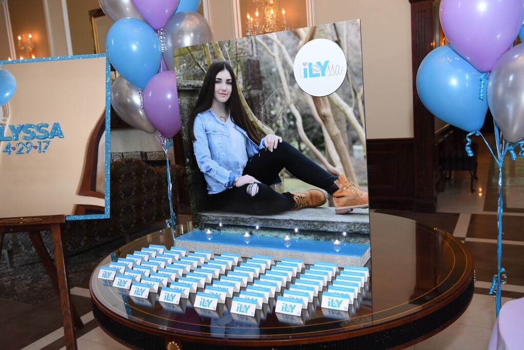 Bat Mitzvah Seating Card Display with Blowup Photo and Logo
